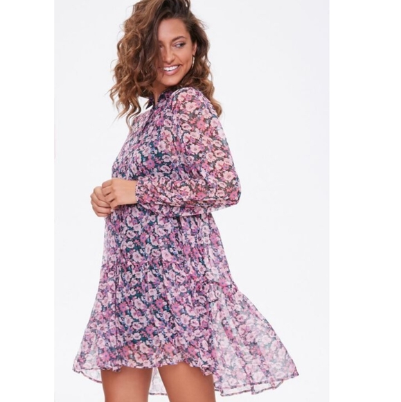 BNWT Chiffon Floral Shift Dress M - Picture 2 of 5